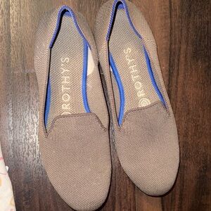 Rothy's Taupe Loafers with Blue Accents